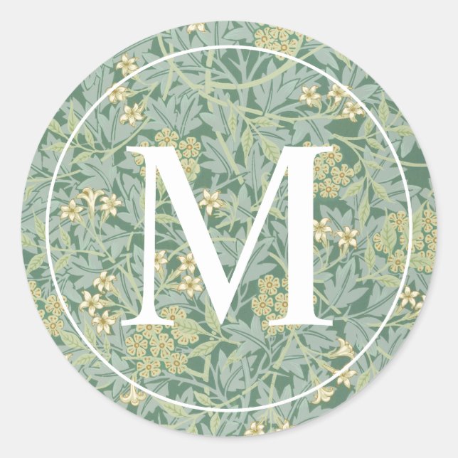 Sticker Rond Élégant joint d'enveloppe de monogramme floral ver (Devant)