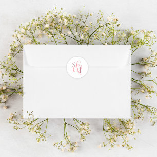 Sticker Rond Elégant joint Mariage d'enveloppe de monogramme ro