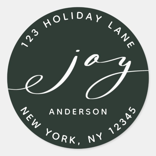 Sticker Rond Elegant Joy Green Christmas Retourner l'adresse (Devant)