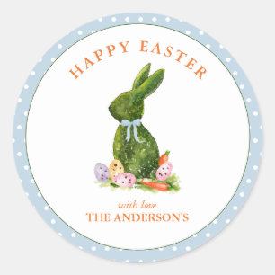 Sticker Rond Elégant lapin de Pâques Topiaire avec oeufs