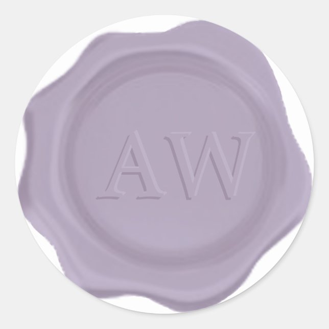 Sticker Rond Élégant Lavande violet Monogramme Mariage cire Sce (Devant)