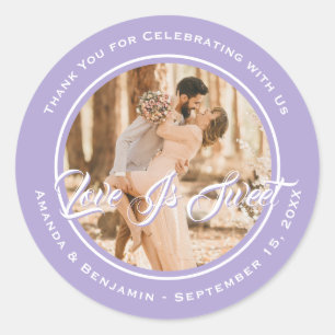Sticker Rond Élégant Lavender Love Is Sweet Mariage Photo