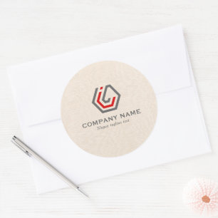 Sticker Rond Elégant lin beige & stand dans le logo