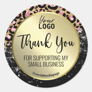 Sticker Rond Élégant logo Empreinte de léopard Merci Business