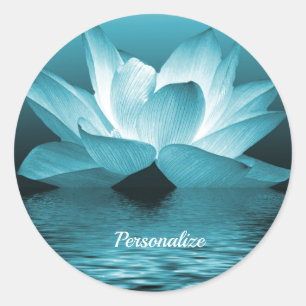 Sticker Rond Elégant Lotus Flower Ocean Zen Yoga Personnalisé