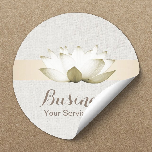 Sticker Rond Élégant Lotus Gold Striped Salon SPA Business (Créateur téléchargé)