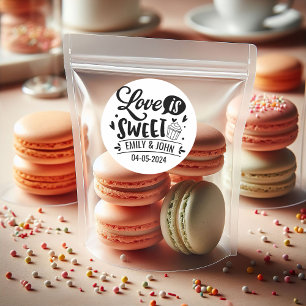 Sticker Rond Elegant Love Is Sweet calligraphy Heart