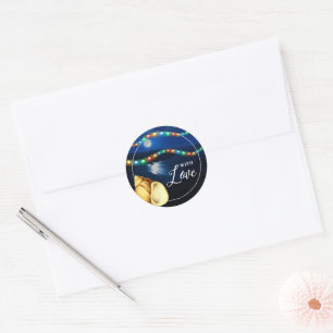 Sticker Rond Elégant Lune Plage Mariage Faveur