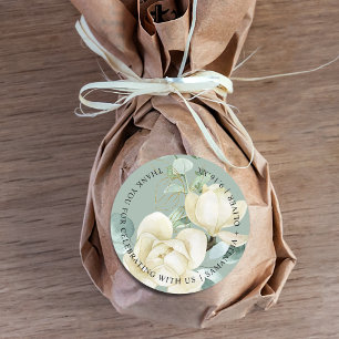 Sticker Rond Élégant Magnolia Eucalyptus Remerciements De Maria