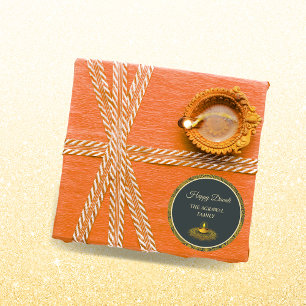 Sticker Rond Elégant mandala diyas hindu coutume or diwali