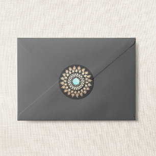 Sticker Rond Élégant Mandala Fleur Lotus