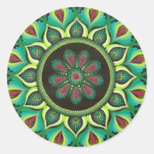 Elégant Mandala Vert | Minimaliste zen bohème
