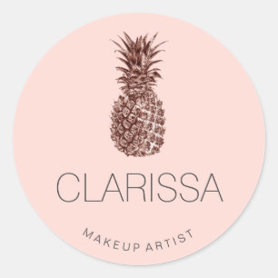 Sticker Rond Élégant maquillage rose ananas rose moderne