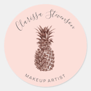 Sticker Rond Élégant maquillage rose ananas rose moderne