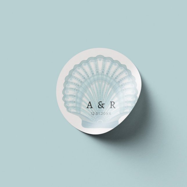 Sticker Rond Elégant Mariage Aquarelle Bleu (Créateur téléchargé)