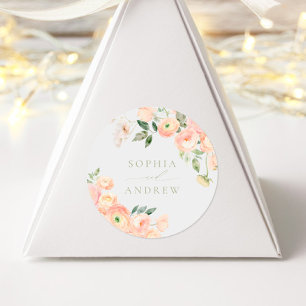 Sticker Rond Élégant Mariage blanc et gris vert
