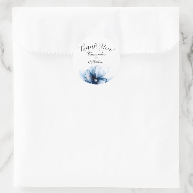Sticker Rond Elégant Mariage bleu bleu marine (Sac)