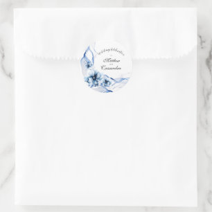 Sticker Rond Elégant Mariage bleu bleu marine