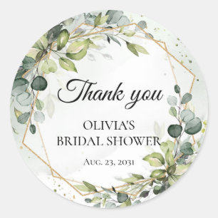 Sticker Rond Élégant mariage bohème aquarelle eucalyptus vert