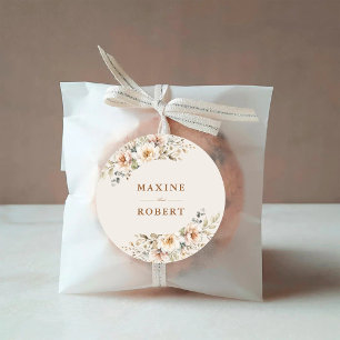 Sticker Rond Élégant mariage botanique floral aquarelle
