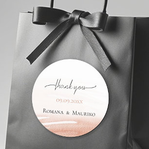 Sticker Rond Élégant Mariage corail en terre cuite