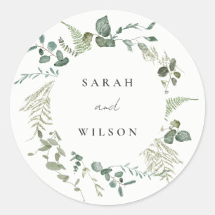Sticker Rond Elégant Mariage d'aquarelle d'Eucalyptus Botanique