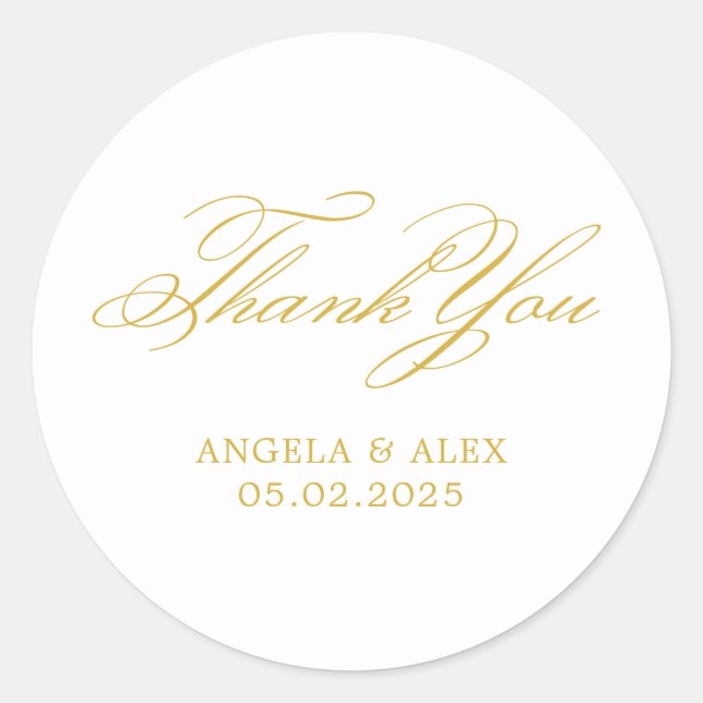 Sticker Rond Élégant Mariage de calligraphie classique Merci (Devant)