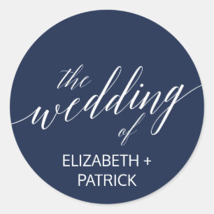 Sticker Rond Elégant Mariage de calligraphie de marine