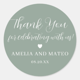 Sticker Rond Élégant Mariage de calligraphie Merci Favor