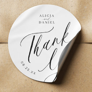 Sticker Rond Elégant mariage de calligraphie merci pour