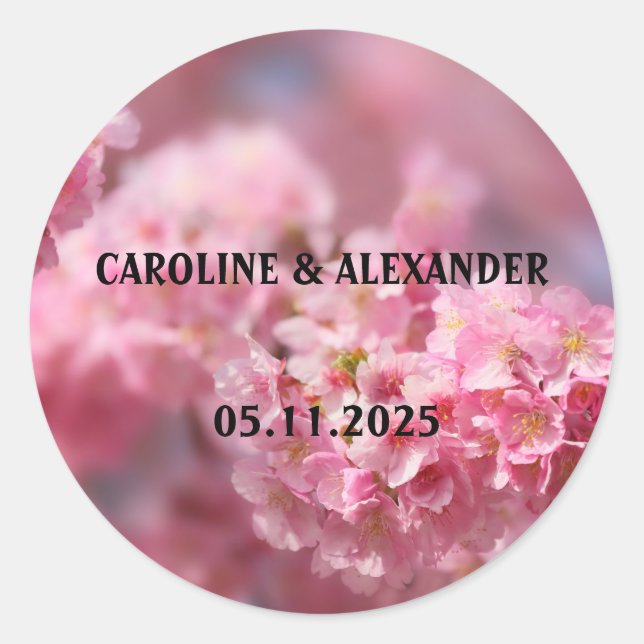Sticker Rond Élégant Mariage de la photographie florale en fleu (Devant)