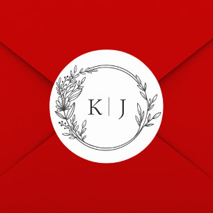 Sticker Rond Élégant Mariage de monogramme modifiable