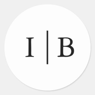 Sticker Rond Élégant Mariage de monogramme noir et blanc