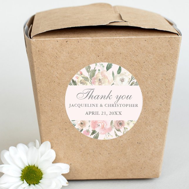 Sticker Rond Élégant Mariage de printemps floral broyé (Créateur téléchargé)