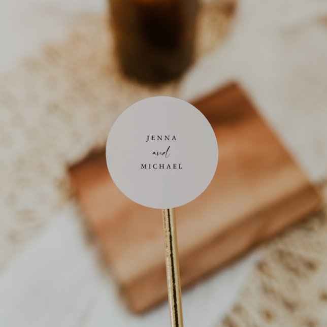 Sticker Rond Élégant Mariage de script beige clair (Créateur téléchargé)
