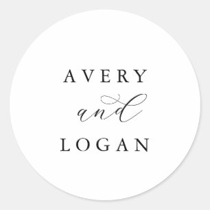 Sticker Rond Elégant Mariage de script sceaux d'enveloppe