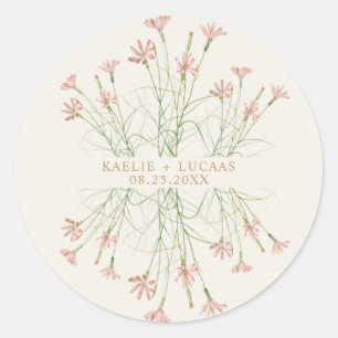 Sticker Rond Élégant Mariage Fleur Sauvage Charme