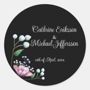 Sticker Rond Élégant Mariage Floral Soft Botanical Romance