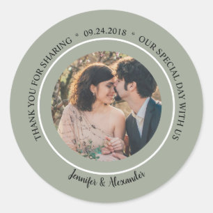 Sticker Rond Elégant Mariage Merci photo sceau faveur