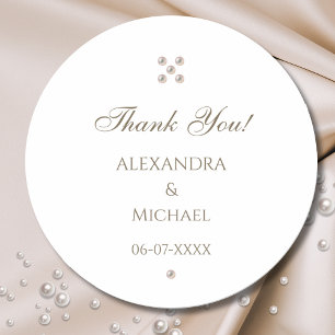 Sticker Rond Elégant Mariage Pearl Merci
