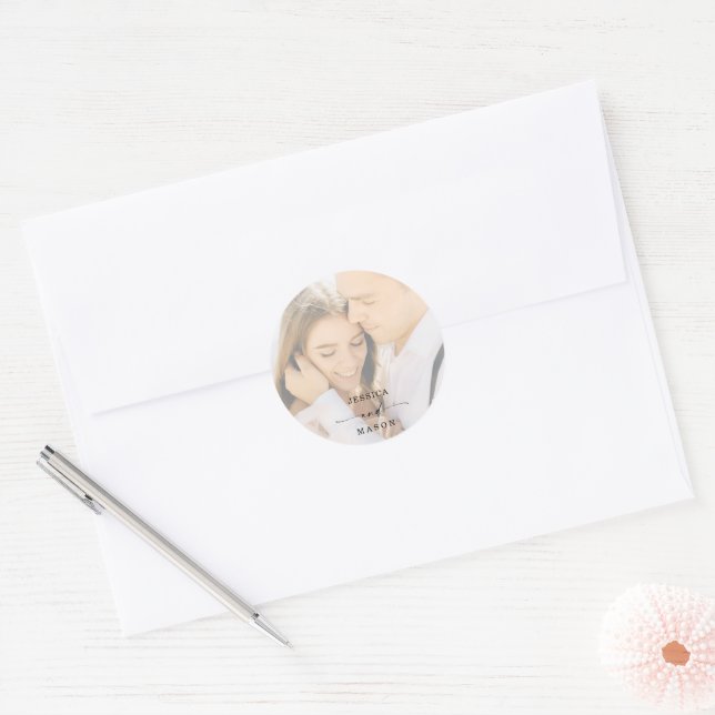 Sticker Rond Élégant Mariage photo (Enveloppe)