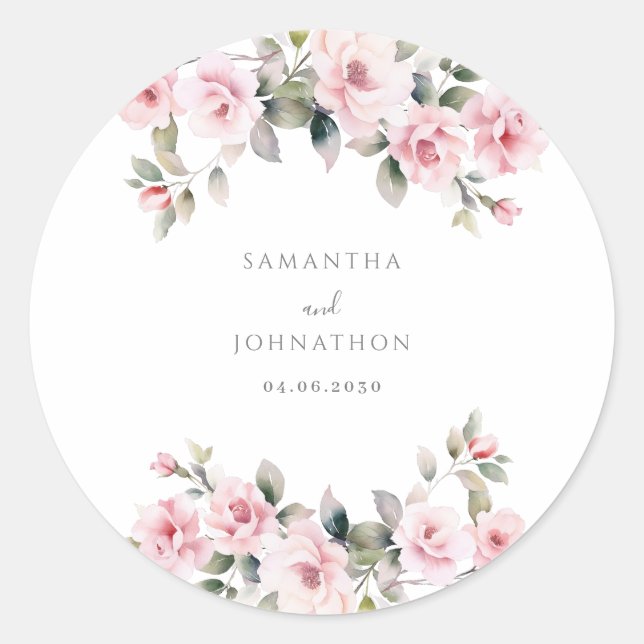 Sticker Rond Élégant Mariage rose (Devant)