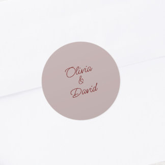 Sticker Rond Élégant Mariage Rose Dusty