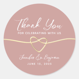 Sticker Rond Élégant Mariage Rose Dusty