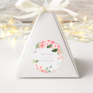 Sticker Rond Élégant Mariage rose Sakura Fleurs