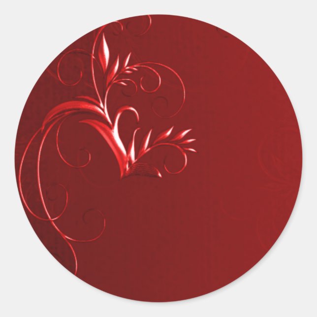 Sticker Rond Elégant Mariage rouge (Devant)