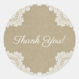 Sticker Rond Élégant Mariage Rustique Romantique Broderie Angla