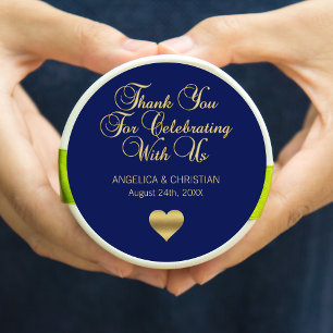 Sticker Rond Elégant Marine Blue Gold Merci nautique Mariage