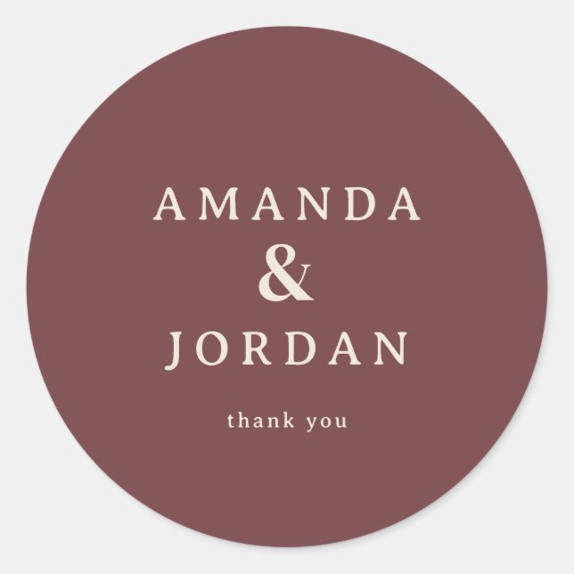 Sticker Rond Elegant Maroon Typographic Thank You (Devant)