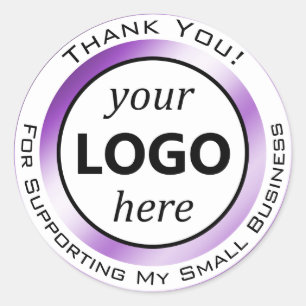 Sticker Rond Élégant Merci blanc violet foncé Votre logo ici